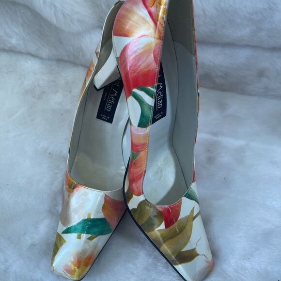 Paul Mèlian patent multi color marble prints slip on pumps square toe si… - Picture 4 of 12